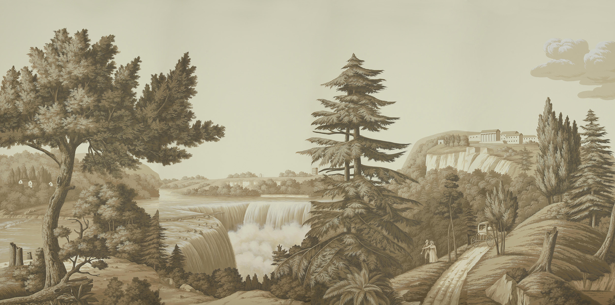 Обои ручная роспись North American River Views Sepia on scenic paper Обои ручная роспись North American River Views Sepia on scenic paper - постер Loft-Concept в Челябинске