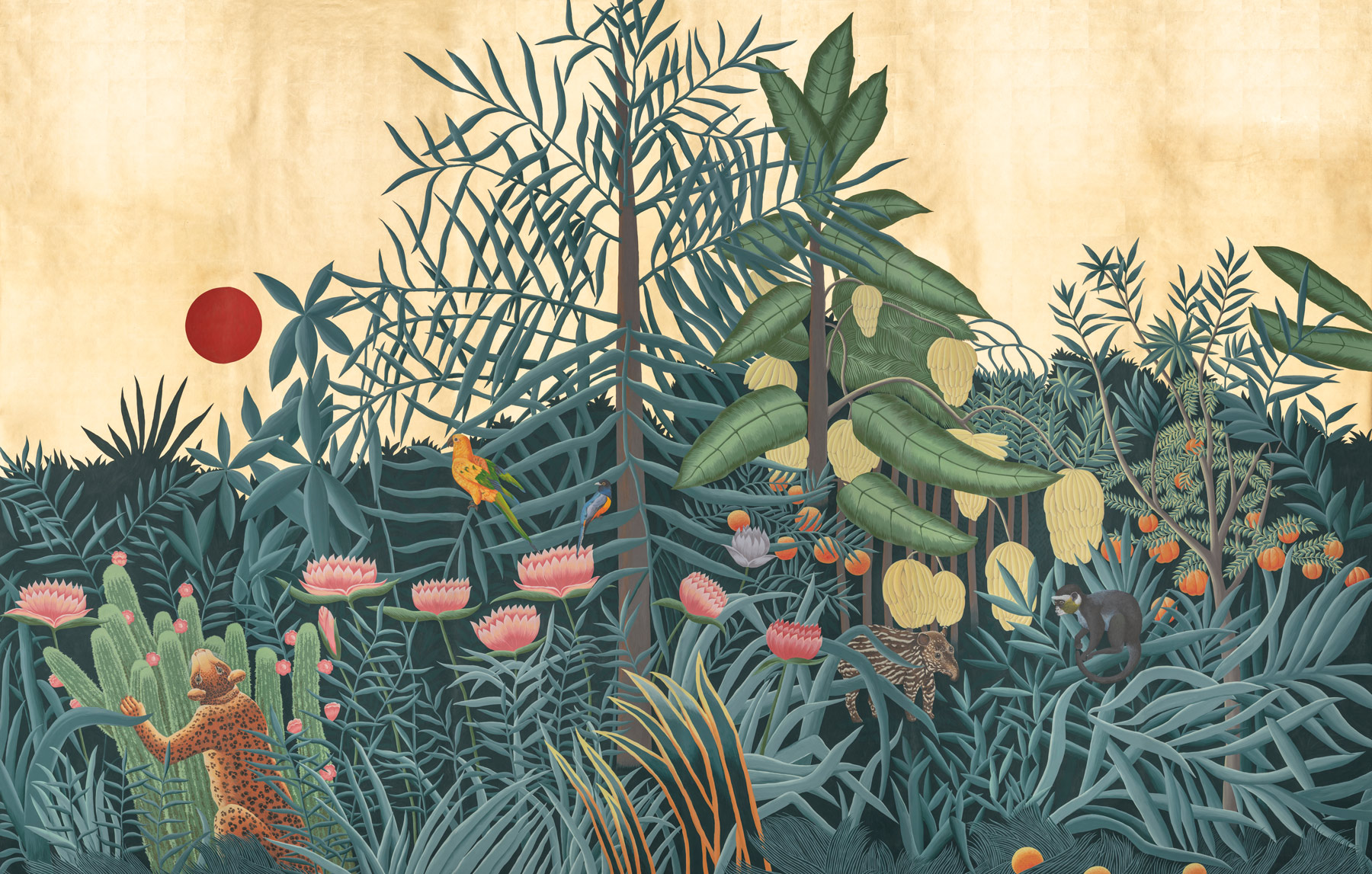Обои ручная роспись Rousseau Rousseau on Deep Rich Gold gilded paper Обои ручная роспись Rousseau Rousseau on Deep Rich Gold gilded paper - постер Loft-Concept в Челябинске