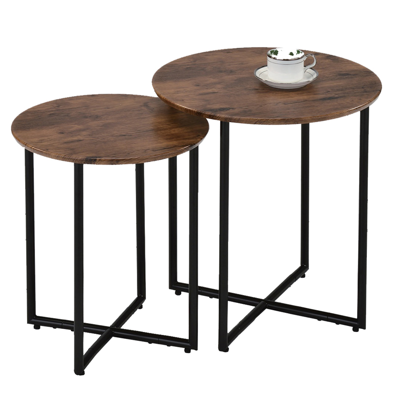 Комплект приставных столов Thomasin Duo Side Table Черный Коричневый Комплект приставных столов Thomasin Duo Side Table Черный Коричневый в Челябинске | Loft Concept