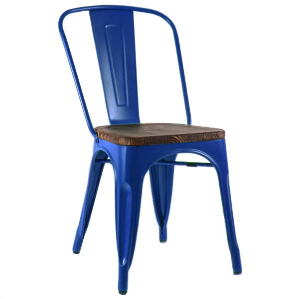 Кухонный стул Tolix Chair Wood Blue Синий Синий Коричневый Кухонный стул Tolix Chair Wood Blue Синий Синий Коричневый в Челябинске | Loft Concept