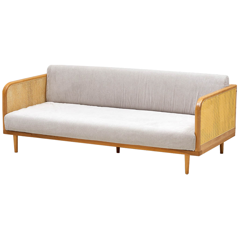 Диван с отделкой из ротанга Nava Rattan Decor Sofa Light ivory ( слоновая кость ) Бежевый Диван с отделкой из ротанга Nava Rattan Decor Sofa Light ivory ( слоновая кость ) Бежевый в Челябинске | Loft Concept