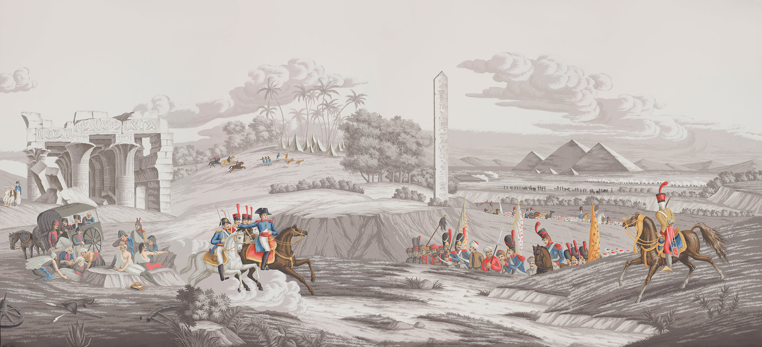 Обои ручная роспись Napoleon's Campaign in Egypt Aurore on Crystal Grey scenic paper Обои ручная роспись Napoleon's Campaign in Egypt Aurore on Crystal Grey scenic paper - постер Loft-Concept в Челябинске