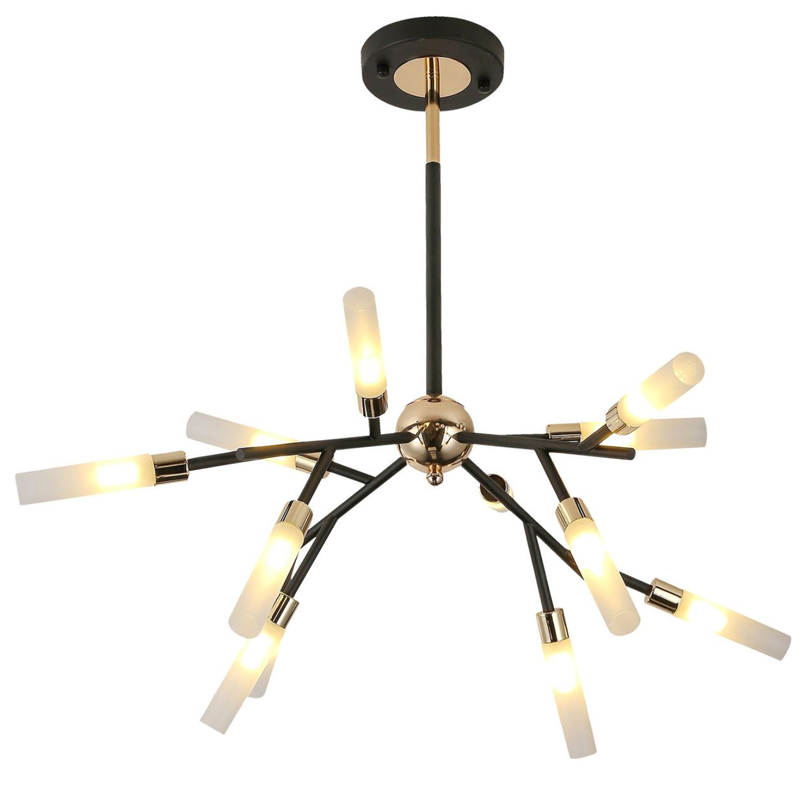 Люстра White Tube Valley Arredoluce Chandelier 12 Прозрачный белый Глянцевое золото Черный Люстра White Tube Valley Arredoluce Chandelier 12 Прозрачный белый Глянцевое золото Черный в Челябинске | Loft Concept