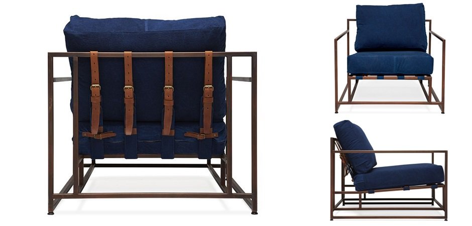 Кресло Kenn X Miller armchair Indigo and copper denim Кресло Kenn X Miller armchair Indigo and copper denim - Loft-Concept в Челябинске