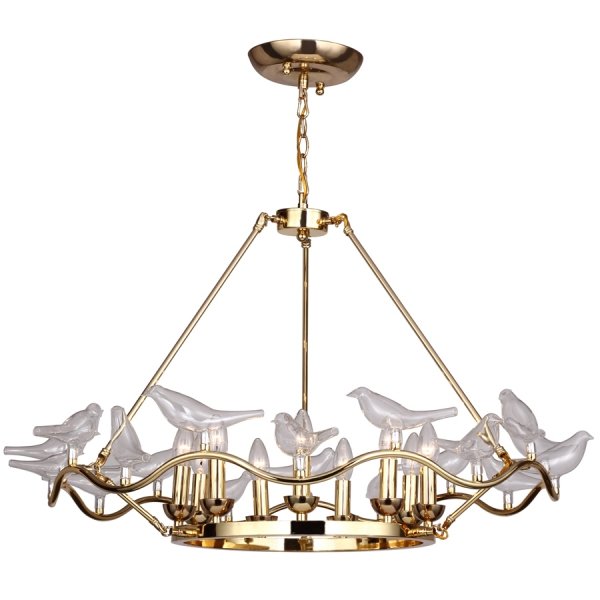 Люстра Dove Chandelier Glass Bird 9 Золотой Люстра Dove Chandelier Glass Bird 9 Золотой в Челябинске | Loft Concept