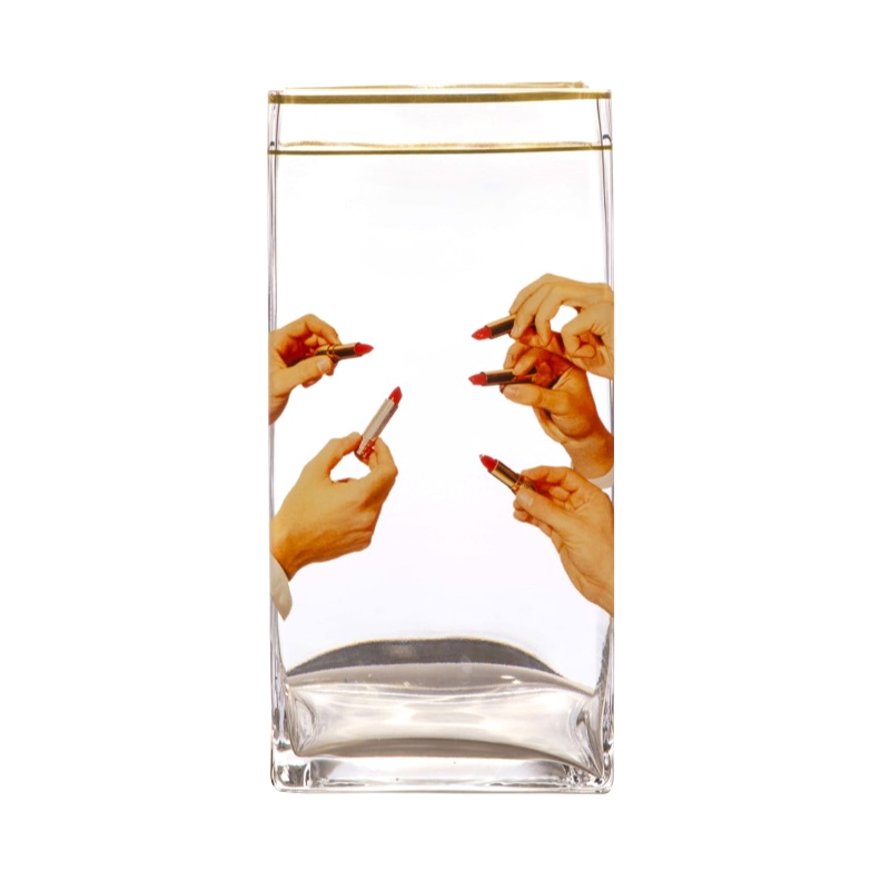 Ваза Glass vase big Lipstick Прозрачный Золотой Бежевый Ваза Glass vase big Lipstick Прозрачный Золотой Бежевый в Челябинске | Loft Concept