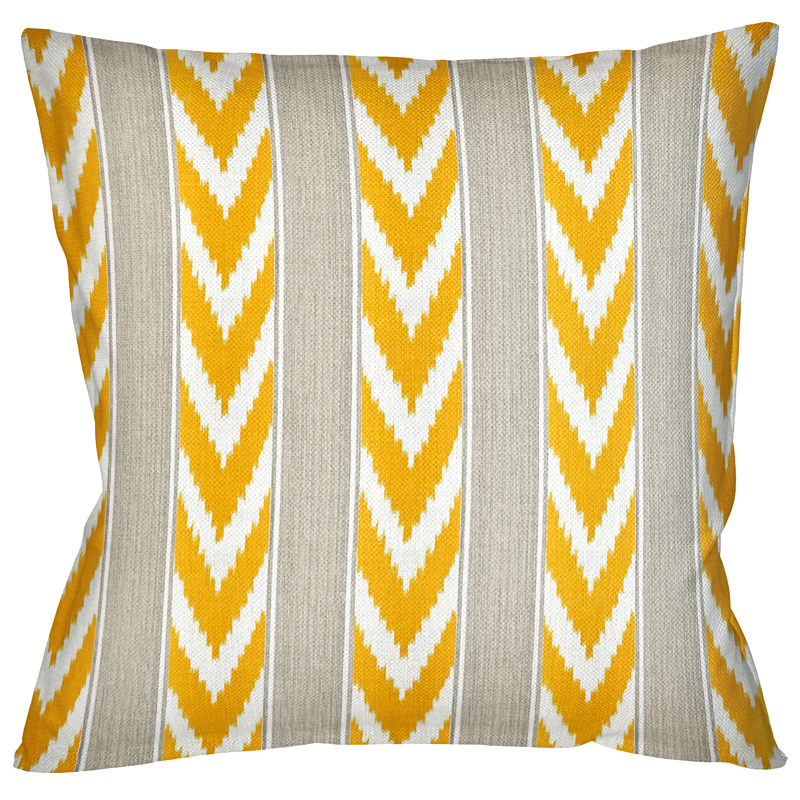 Декоративная подушка Ikat Pattern Желтая Желтый Белый Серый Декоративная подушка Ikat Pattern Желтая Желтый Белый Серый в Челябинске | Loft Concept