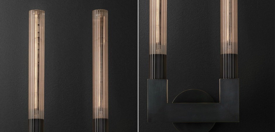 Бра RH CANNELLE wall lamp DOUBLE Sconces Black Бра RH CANNELLE wall lamp DOUBLE Sconces Black - Loft-Concept в Челябинске