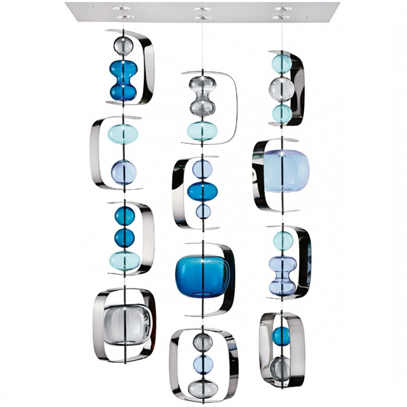 Светильник Barovier & Toso Manhattan Blue Голубой Синий Хром Светильник Barovier & Toso Manhattan Blue Голубой Синий Хром в Челябинске | Loft Concept