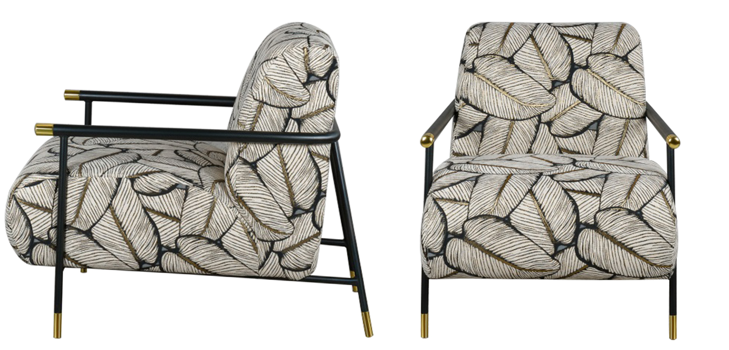 Кресло с Цветным принтом Листья Foliage Armchair Grey - фото