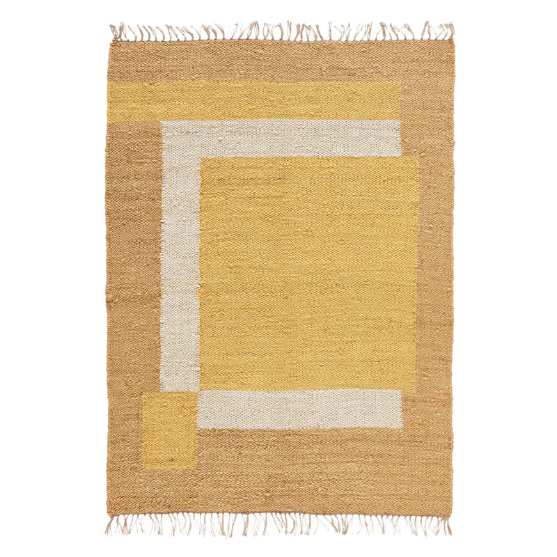 Ковер с бахромой Carpet Yellow 100% джут Бежевый Желтый Коричневый Ковер с бахромой Carpet Yellow 100% джут Бежевый Желтый Коричневый в Челябинске | Loft Concept
