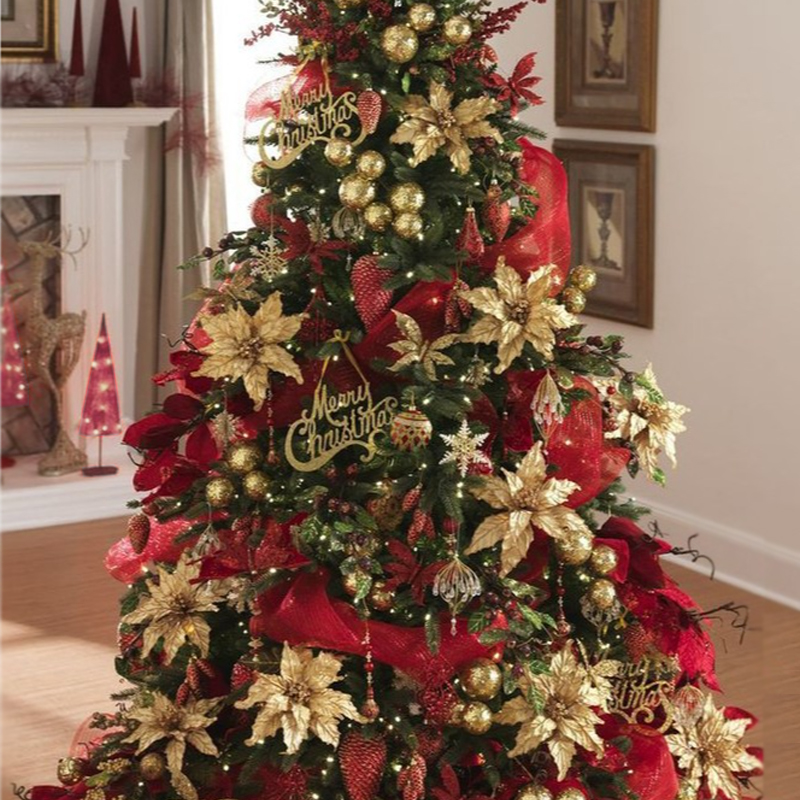 Дизайнерская Елка с Красным и Золотым новогодним декором Christmas Tree Golden Flowers Красный Золотой Дизайнерская Елка с Красным и Золотым новогодним декором Christmas Tree Golden Flowers Красный Золотой в Челябинске | Loft Concept