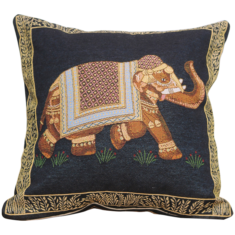 Декоративная подушка Indian Elephant Black Мульти Черный Декоративная подушка Indian Elephant Black Мульти Черный в Челябинске | Loft Concept