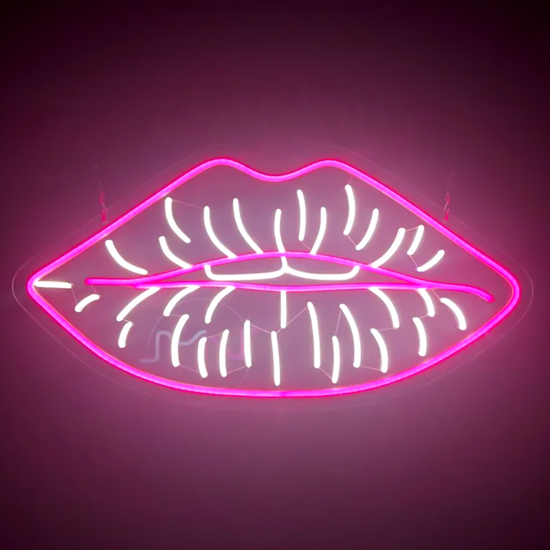 Неоновая настенная лампа Lips Neon Wall Lamp Розовый Белый Неоновая настенная лампа Lips Neon Wall Lamp Розовый Белый в Челябинске | Loft Concept