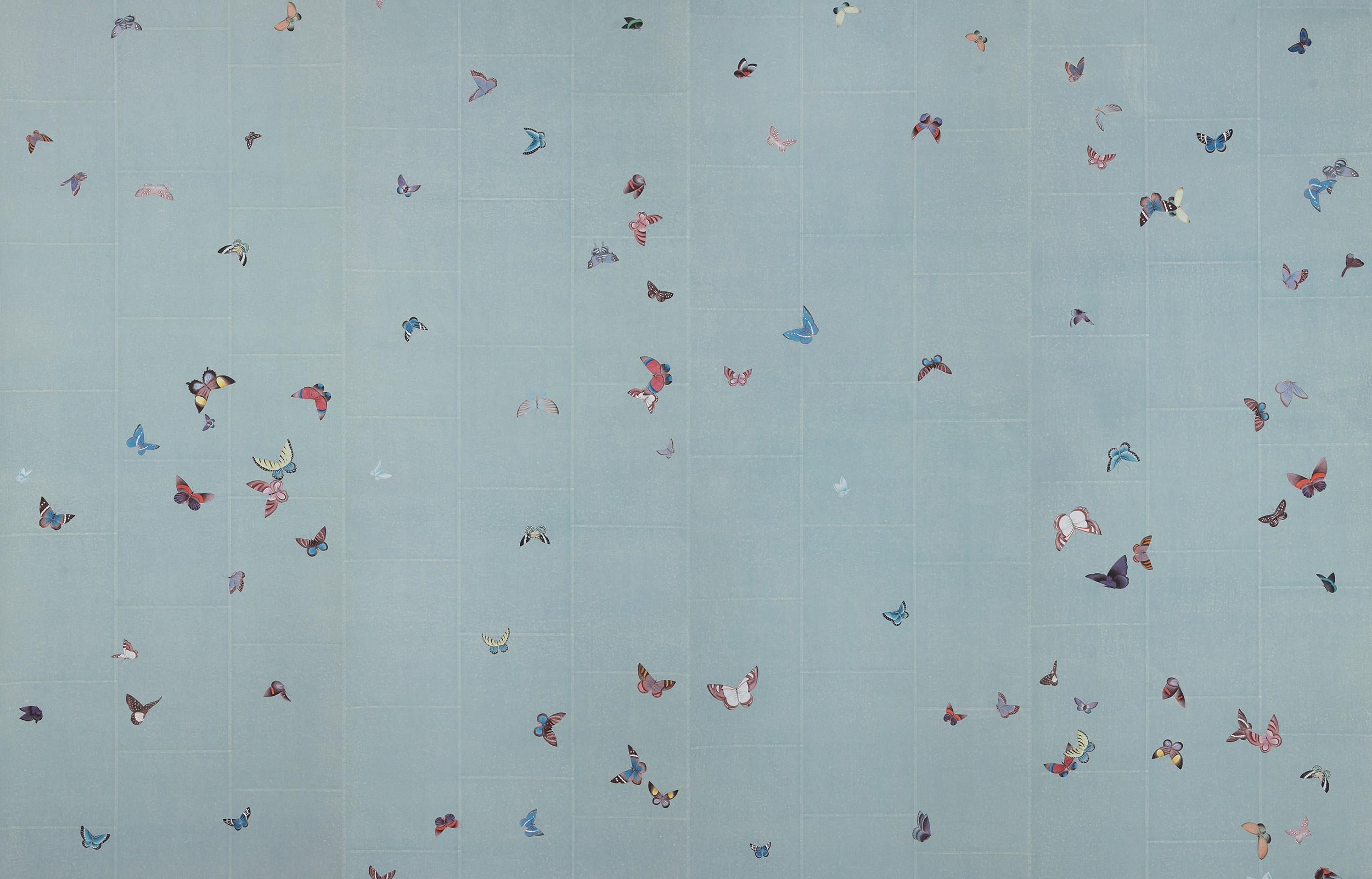 Обои ручная роспись Butterflies Icarus on Azure India tea paper Обои ручная роспись Butterflies Icarus on Azure India tea paper - постер Loft-Concept в Челябинске