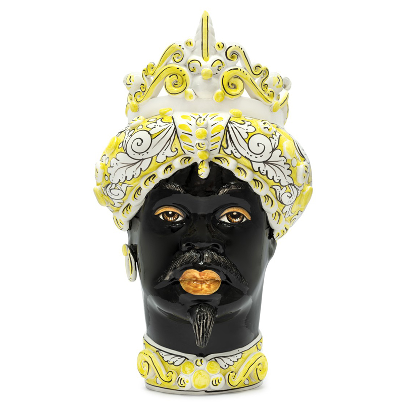 Ваза VASE MORO MAN MEDIUM yellow Черный Белый Желтый Ваза VASE MORO MAN MEDIUM yellow Черный Белый Желтый в Челябинске | Loft Concept