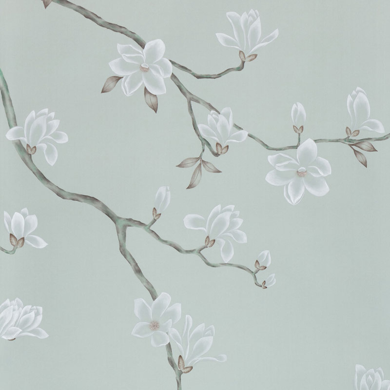 Обои ручная роспись Magnolia Canopy Original Colourway on Adam Grey dyed silk Обои ручная роспись Magnolia Canopy Original Colourway on Adam Grey dyed silk в Челябинске | Loft Concept