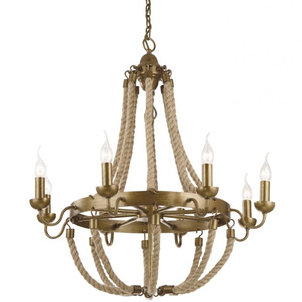 Люстра Rattan Chandelier Metall 8 Loft Rope Light Люстра Rattan Chandelier Metall 8 Loft Rope Light в Челябинске | Loft Concept