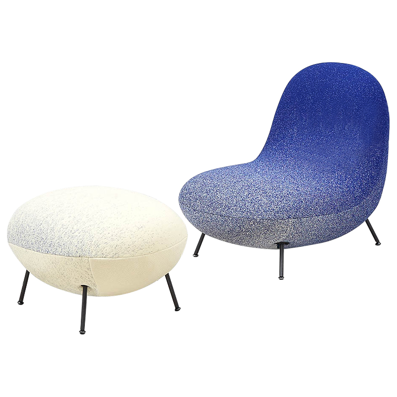 Кресло и пуф Whitney Gradient Armchair and Ottoman Синий Молочный Кресло и пуф Whitney Gradient Armchair and Ottoman Синий Молочный в Челябинске | Loft Concept