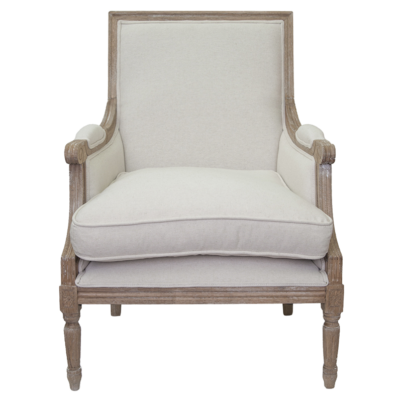 Кресло William Classical Armchair beige flax Бежевый Коричневый Кресло William Classical Armchair beige flax Бежевый Коричневый в Челябинске | Loft Concept