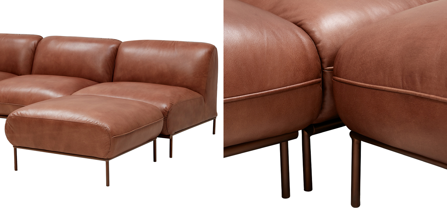 Угловой кожаный диван Macaire Leather Sofa - фото