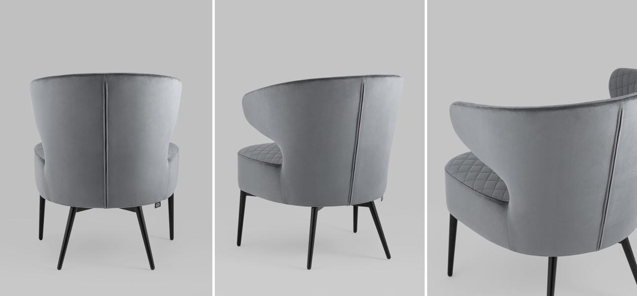 Кресло Estella тёмно-серый велюр - фото №1