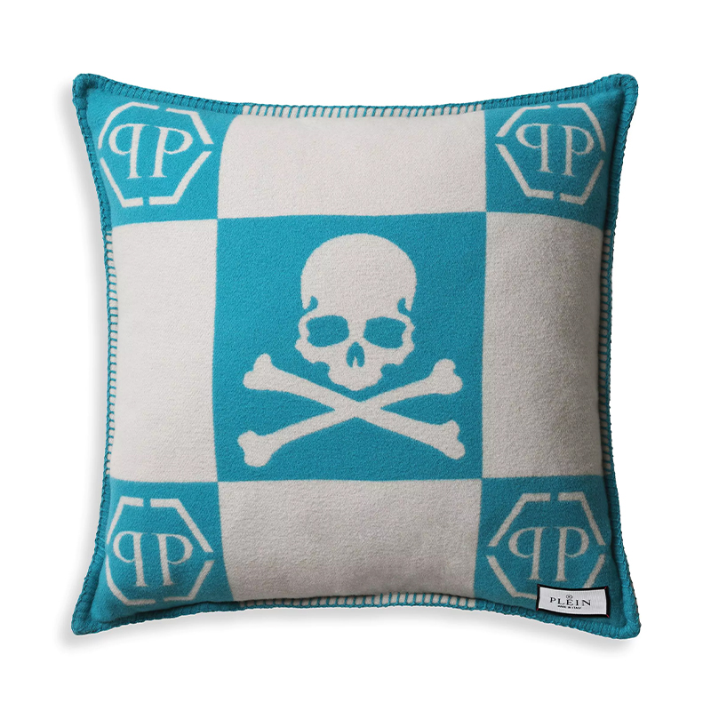 Подушка Philipp Plein Cushion Cashmere Skull 45 x 45 Голубой Белый Подушка Philipp Plein Cushion Cashmere Skull 45 x 45 Голубой Белый в Челябинске | Loft Concept