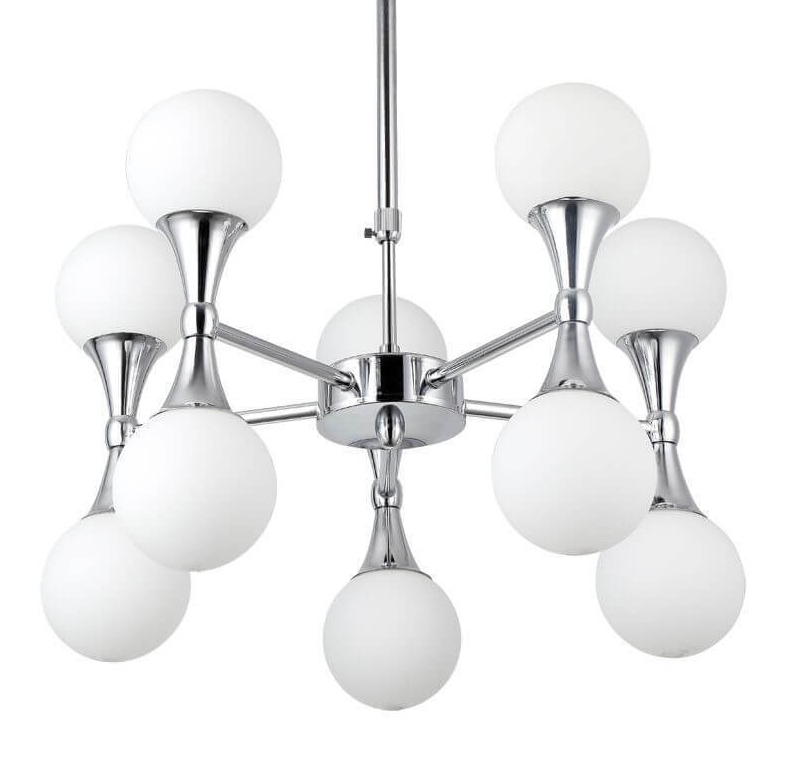 Люстра Ball Valley Chandelier Chromium 10 Белый Хром Люстра Ball Valley Chandelier Chromium 10 Белый Хром в Челябинске | Loft Concept