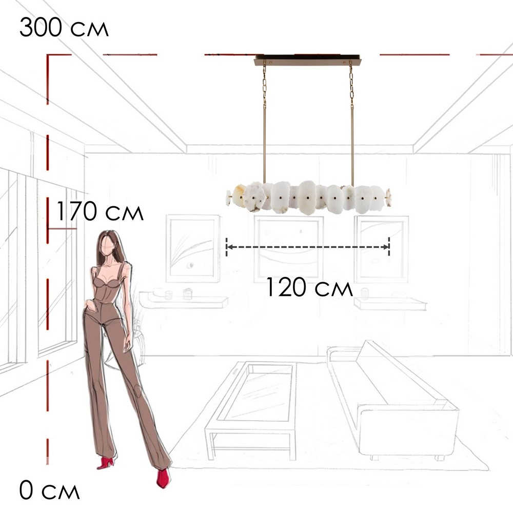 Подвесной светильник с фигурными элементами из белого алебастра Cryptocrystalline Stone в Челябинске