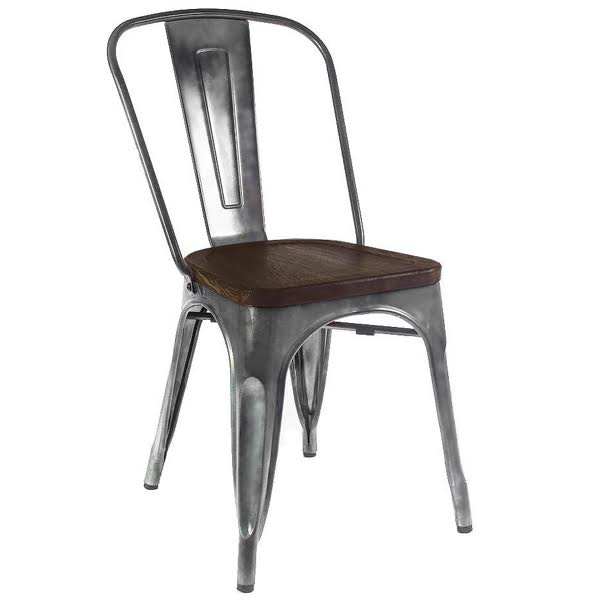 Кухонный стул Tolix Chair Wood Zinc Серебряный Коричневый Кухонный стул Tolix Chair Wood Zinc Серебряный Коричневый в Челябинске | Loft Concept