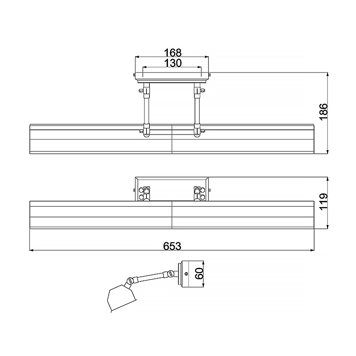Светильник для картин с призматическим плафоном и двойными регулируемыми шарнирами Elstead Lighting в Челябинске