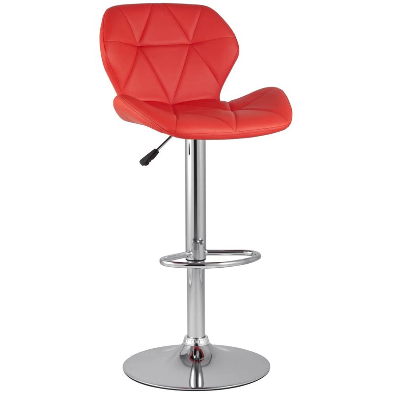 Барный Стул Jeroen Chair Красная Экокожа Красный Серебряный Барный Стул Jeroen Chair Красная Экокожа Красный Серебряный в Челябинске | Loft Concept