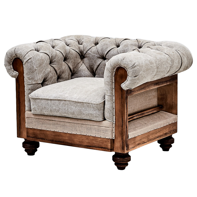 Кресло Deconstructed Chesterfield Armchair Gray Светло-серый Коричневый Кресло Deconstructed Chesterfield Armchair Gray Светло-серый Коричневый в Челябинске | Loft Concept