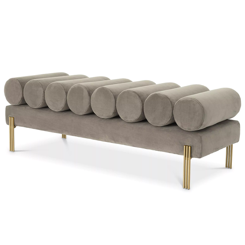 Банкетка Eichholtz Bench Oxley Grey Серый Латунь Банкетка Eichholtz Bench Oxley Grey Серый Латунь в Челябинске | Loft Concept