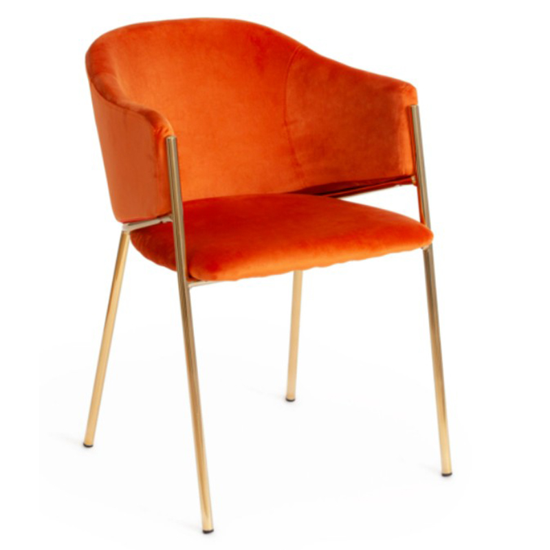 Стул Faisal Orange Velvet Chair Оранжевый Глянцевое золото Стул Faisal Orange Velvet Chair Оранжевый Глянцевое золото в Челябинске | Loft Concept