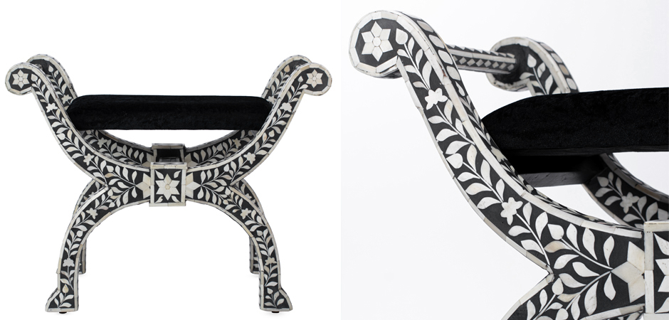 Табурет отделка кость черный BONE INLAY Jenny Stool Табурет отделка кость черный BONE INLAY Jenny Stool - Loft-Concept в Челябинске