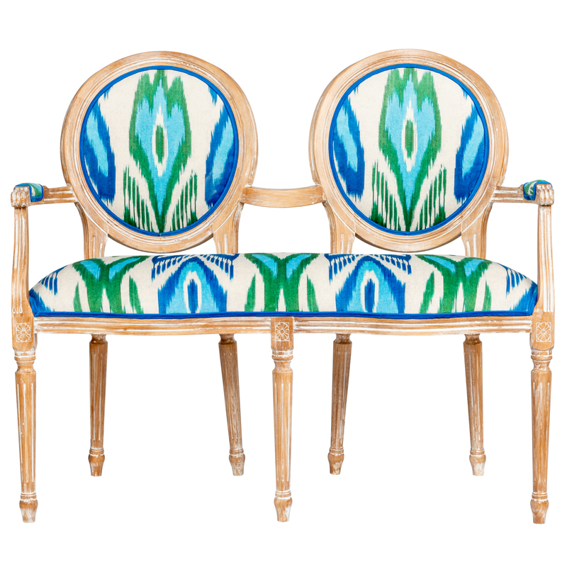 Диванетка с узором Ikat Pattern Белый Коричневый Мульти Диванетка с узором Ikat Pattern Белый Коричневый Мульти в Челябинске | Loft Concept