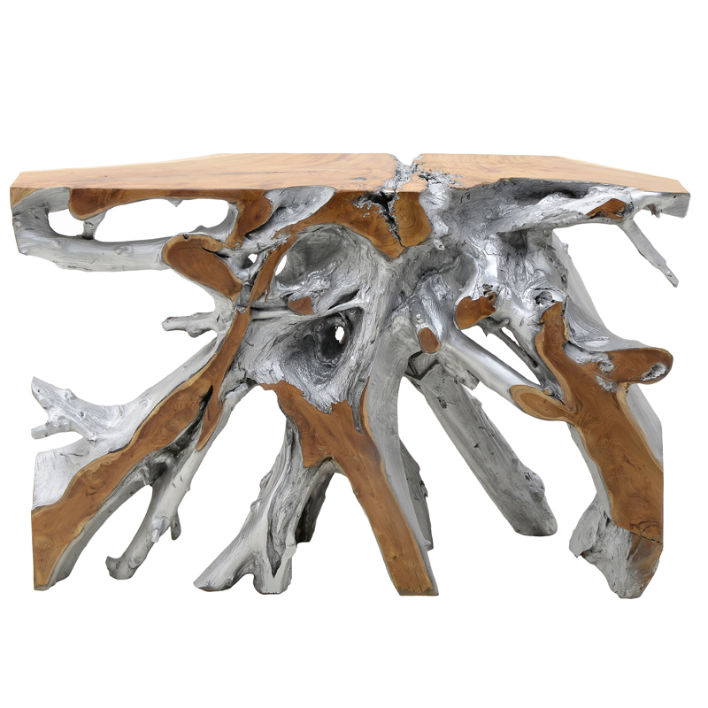 Консоль Luz Wood Console Серебряный Древесина Бежевый Консоль Luz Wood Console Серебряный Древесина Бежевый в Челябинске | Loft Concept