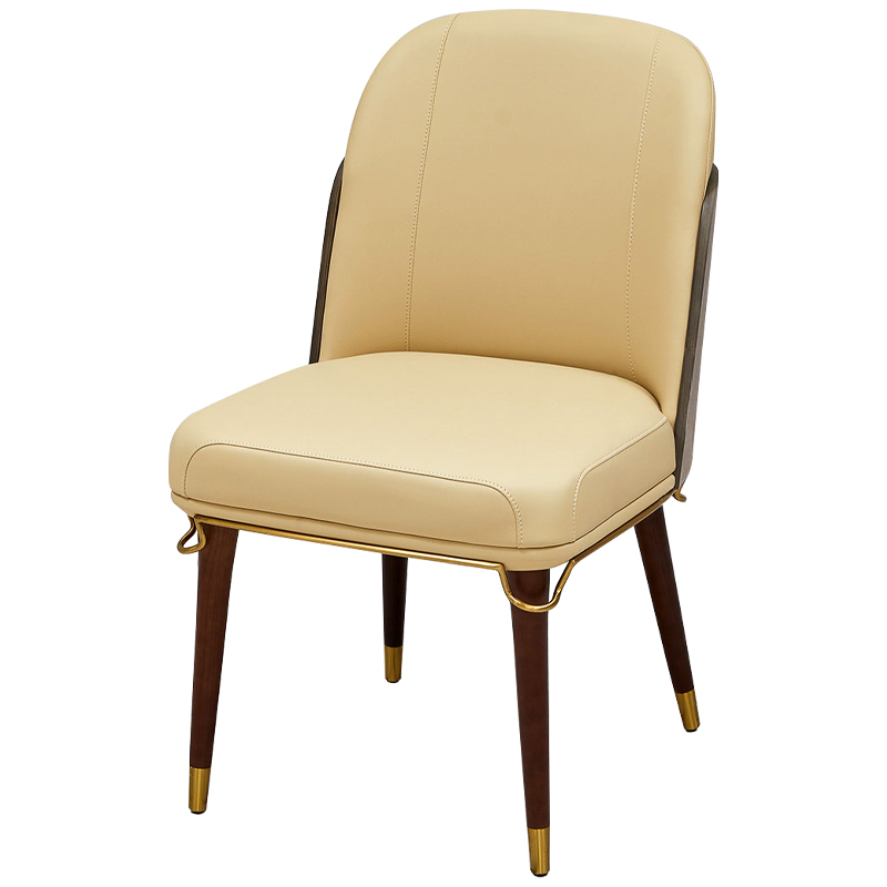 Стул бежевый Emilis Chair ножки из массива ясеня Бежевый Коричневый Латунь Стул бежевый Emilis Chair ножки из массива ясеня Бежевый Коричневый Латунь в Челябинске | Loft Concept