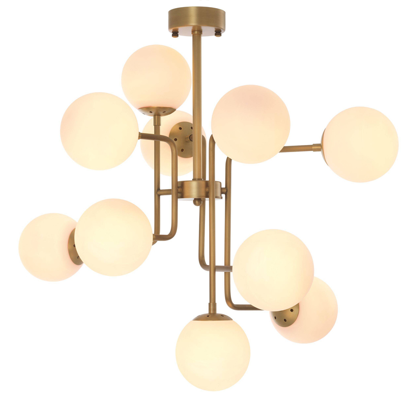 Люстра Eichholtz Chandelier Chase Латунь Античная полированная Белый Люстра Eichholtz Chandelier Chase Латунь Античная полированная Белый в Челябинске | Loft Concept