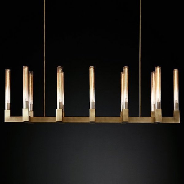 Люстра RH CANELLE Linear Chandelier 12 Modern Brass Латунь Люстра RH CANELLE Linear Chandelier 12 Modern Brass Латунь в Челябинске | Loft Concept