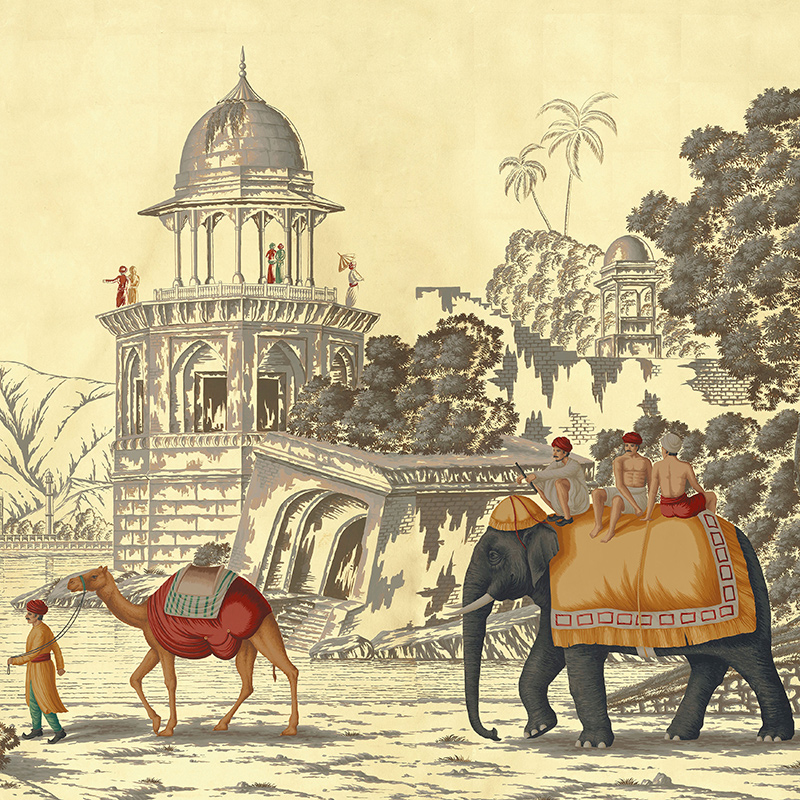 Обои ручная роспись Early Views of India Special Colourway on Deep Rich Gold gilded paper Обои ручная роспись Early Views of India Special Colourway on Deep Rich Gold gilded paper в Челябинске | Loft Concept