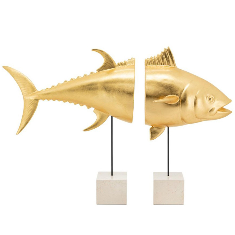Статуэтка Tuna With Marble Bases Goldleaf Золотой Черный Белый Мрамор Bianco Статуэтка Tuna With Marble Bases Goldleaf Золотой Черный Белый Мрамор Bianco в Челябинске | Loft Concept