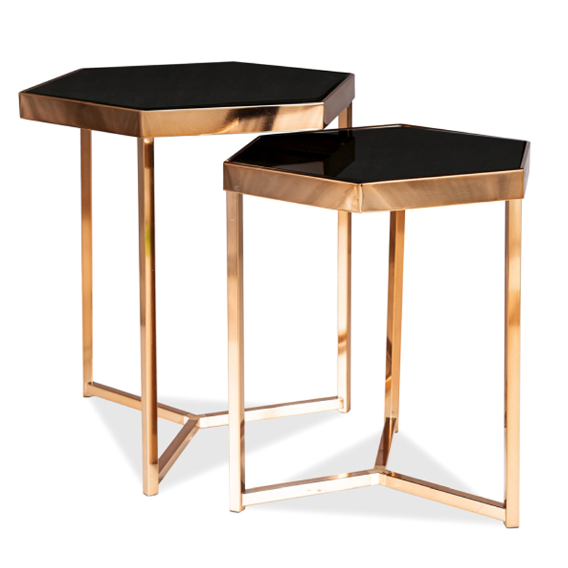 Комплект приставных столов Wally Side Table Золотой Шампань Черный Комплект приставных столов Wally Side Table Золотой Шампань Черный в Челябинске | Loft Concept