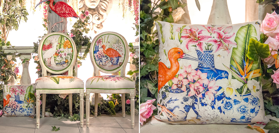 Декоративная подушка Flowers and Scarlet Ibis Pillow Декоративная подушка Flowers and Scarlet Ibis Pillow - Loft-Concept в Челябинске