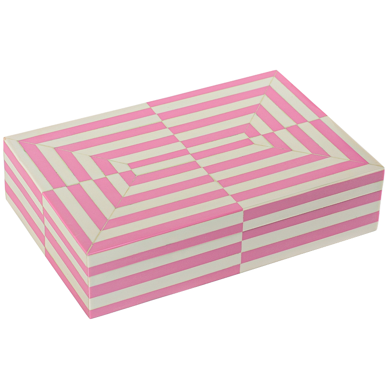 Шкатулка Pink White Stripes Bone Inlay Box Розовый Белый Шкатулка Pink White Stripes Bone Inlay Box Розовый Белый в Челябинске | Loft Concept