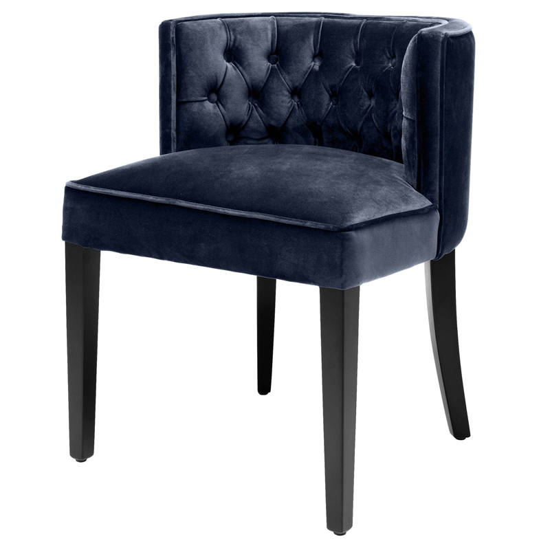 Стул Eichholtz Dining Chair Dearborn blue Темно-синий Черный Стул Eichholtz Dining Chair Dearborn blue Темно-синий Черный в Челябинске | Loft Concept