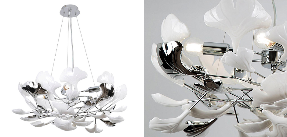 Люстра Wintery flover Chrome с Белыми декоративными плафонами Люстра Wintery flover Chrome с Белыми декоративными плафонами - Loft-Concept в Челябинске