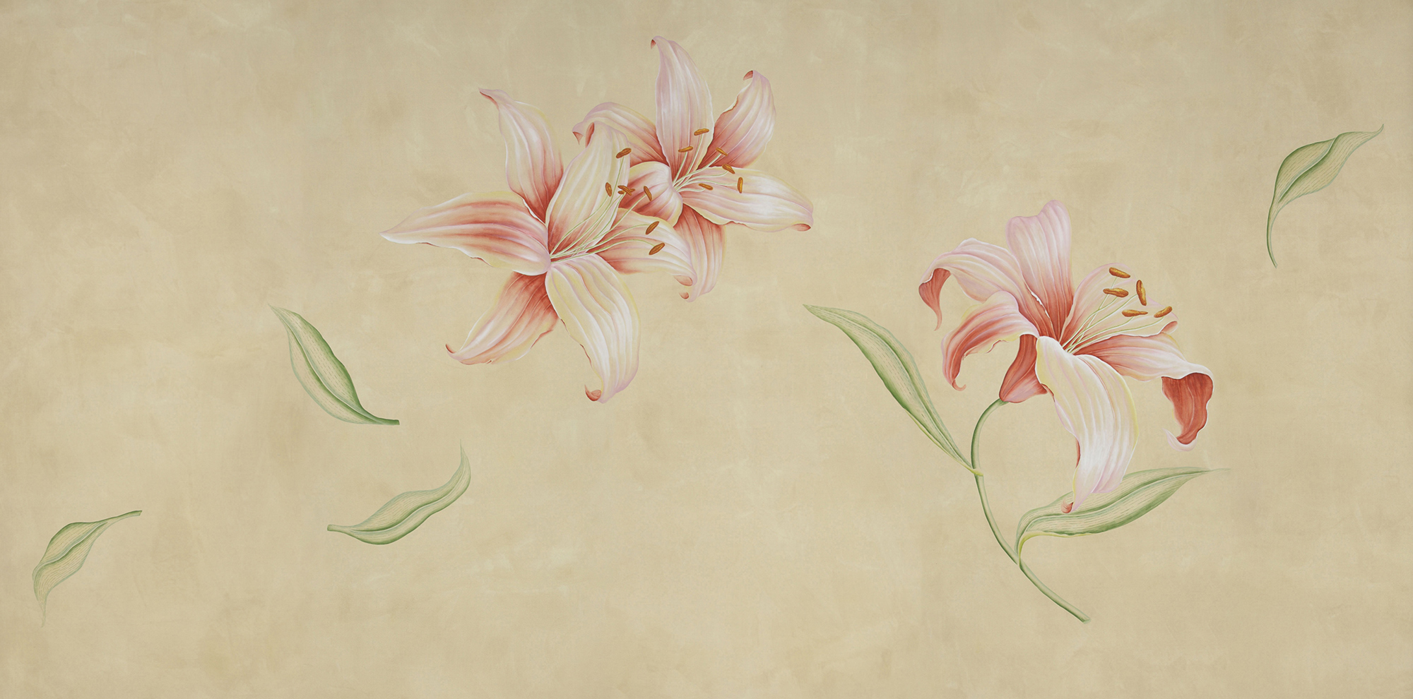 Обои ручная роспись Lilium Special Colourway on yellow painted silk Обои ручная роспись Lilium Special Colourway on yellow painted silk - постер Loft-Concept в Челябинске