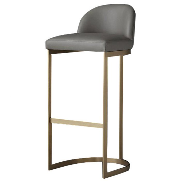 Барный стул Barrel Back Counter Stool Taupe Бежево-серый Золотой Барный стул Barrel Back Counter Stool Taupe Бежево-серый Золотой в Челябинске | Loft Concept
